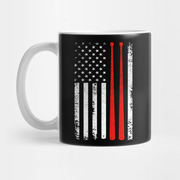 Drum sticks on a vintage American flag For Drummers by DragonTees